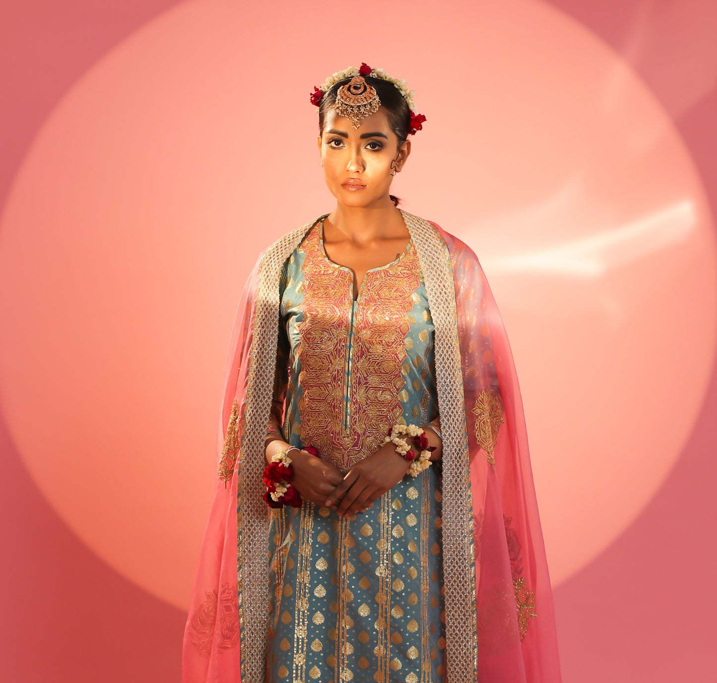 Blue Banarsi Kurta Set
