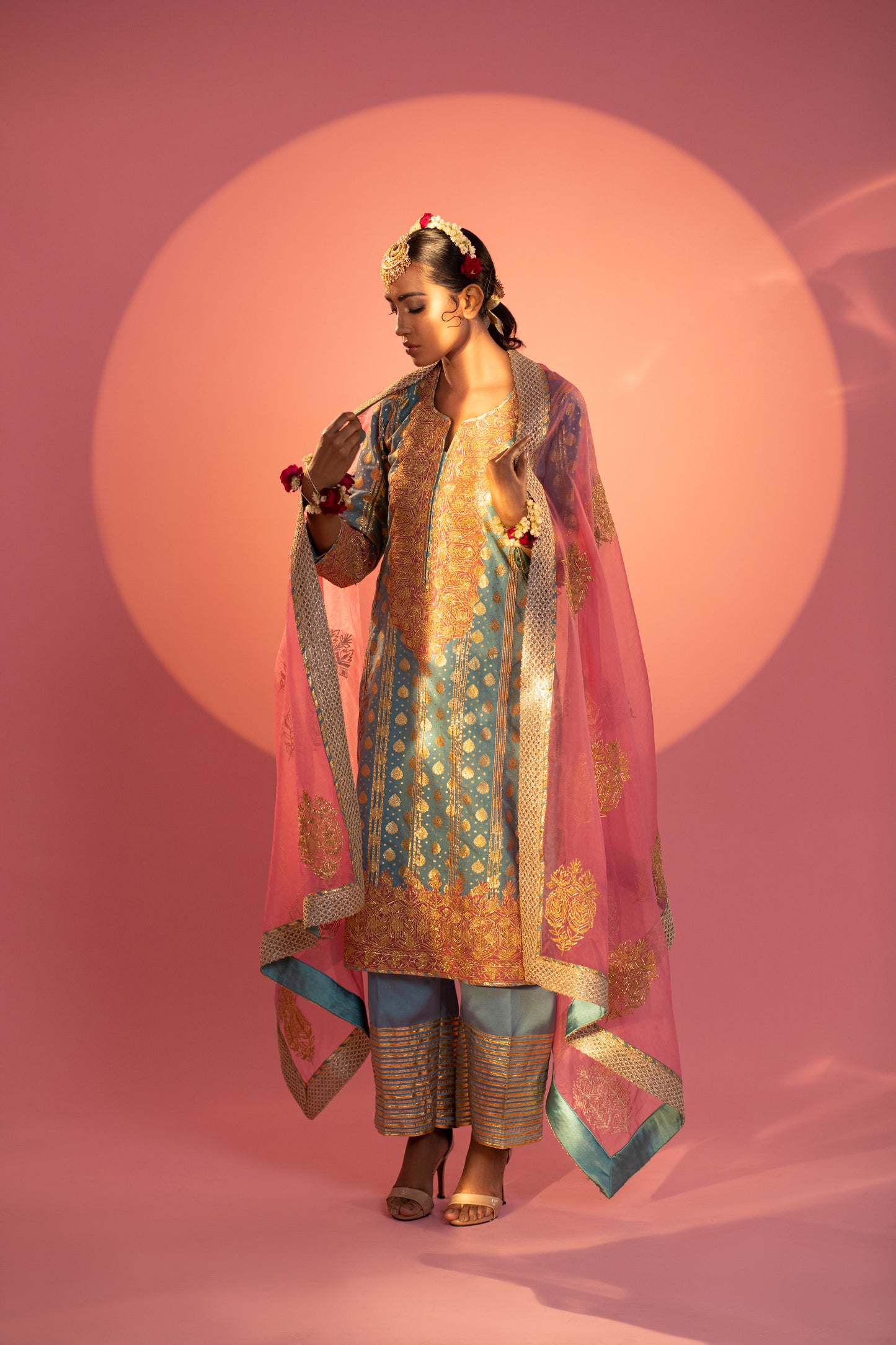 Blue Banarsi Kurta Set