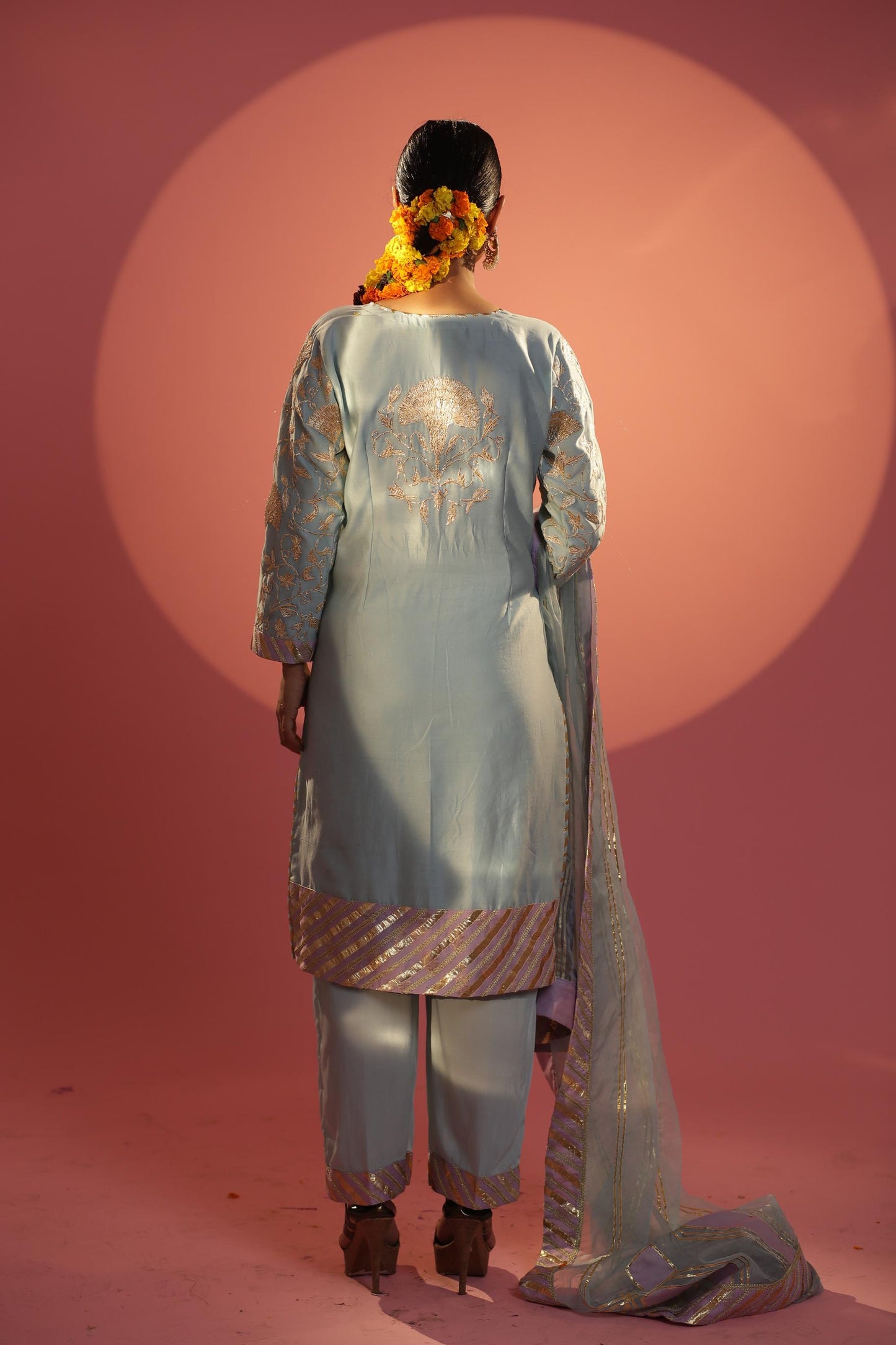 Shirt Banarasi Dupatta Organza And Plazzo Moral Satin