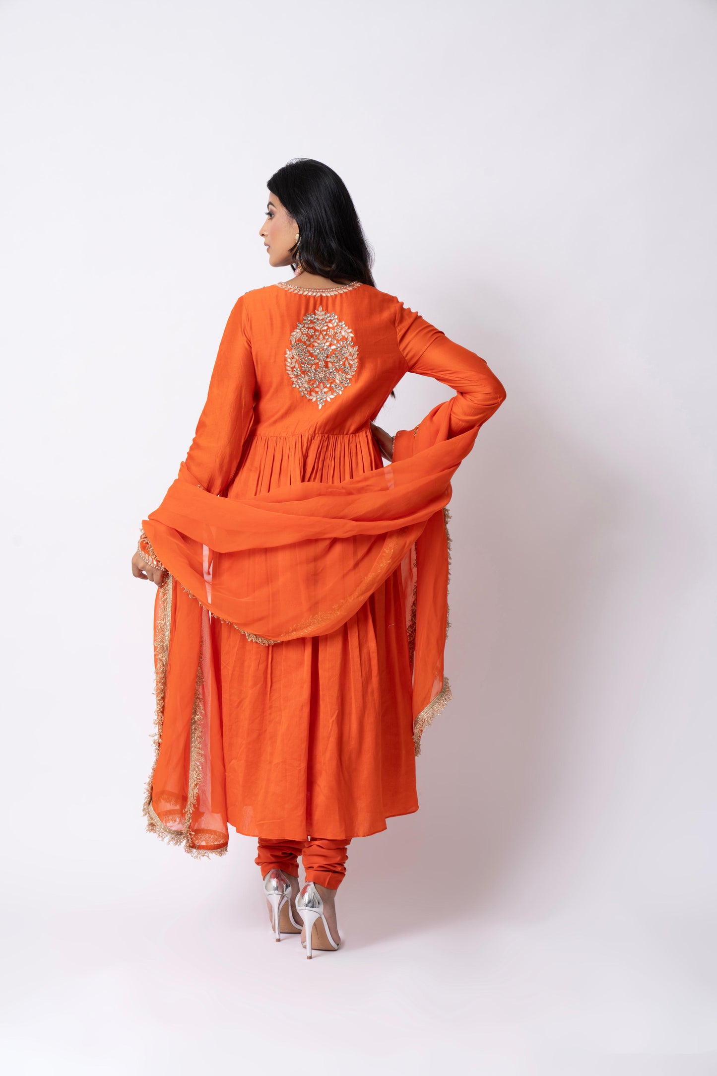 Orange Anarkali Set