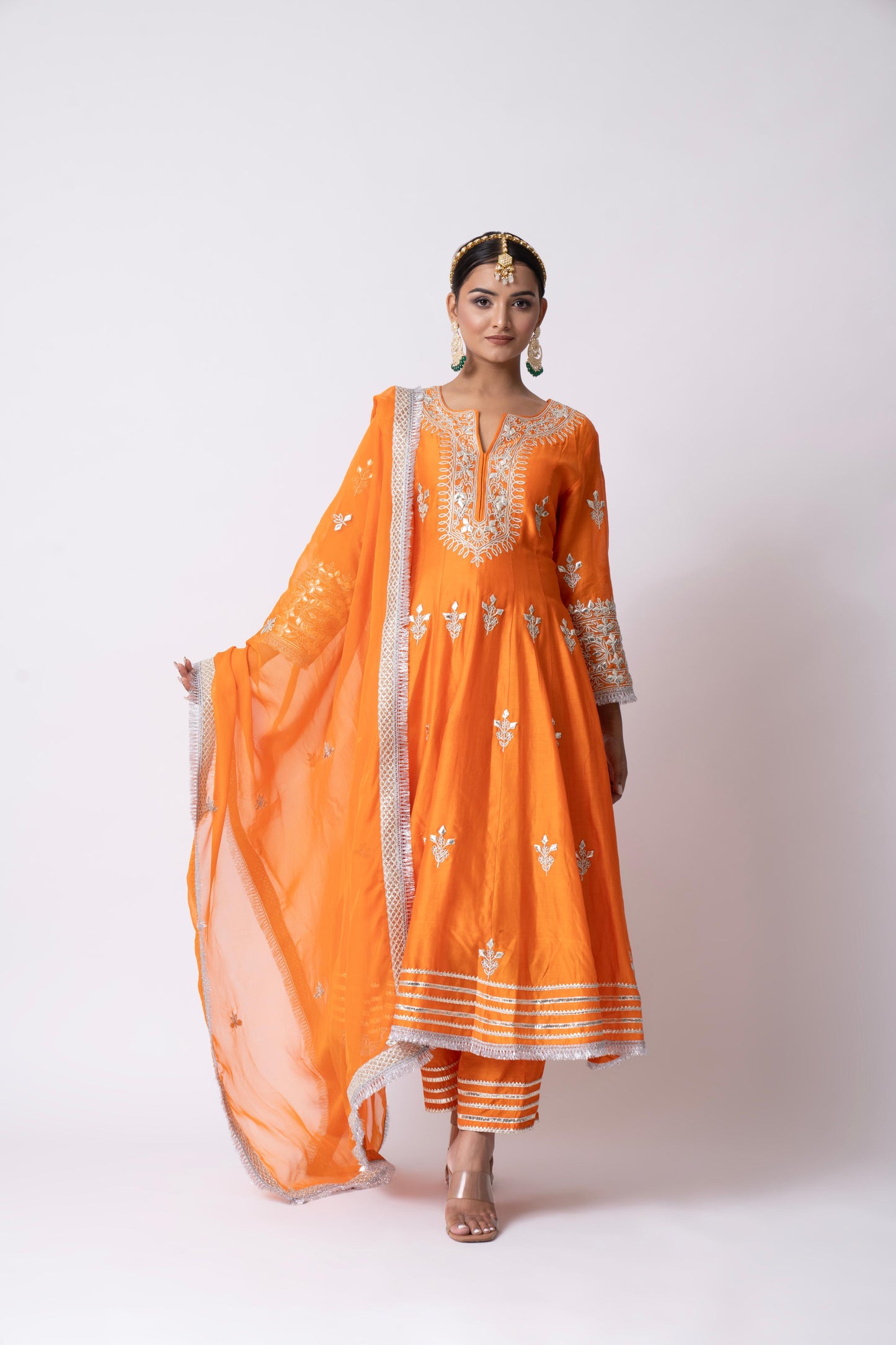 Orange Anarkali Set