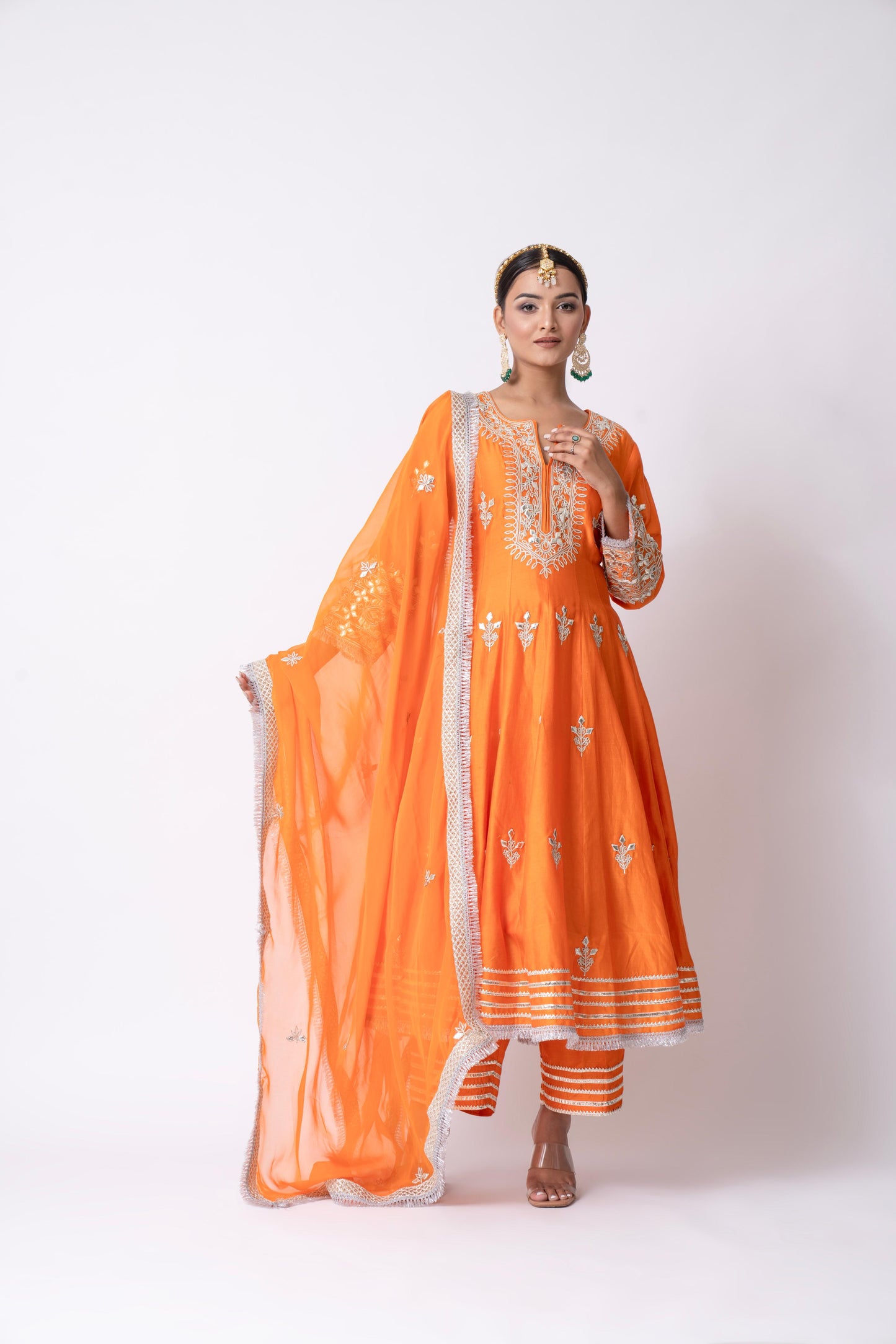Orange Anarkali Set