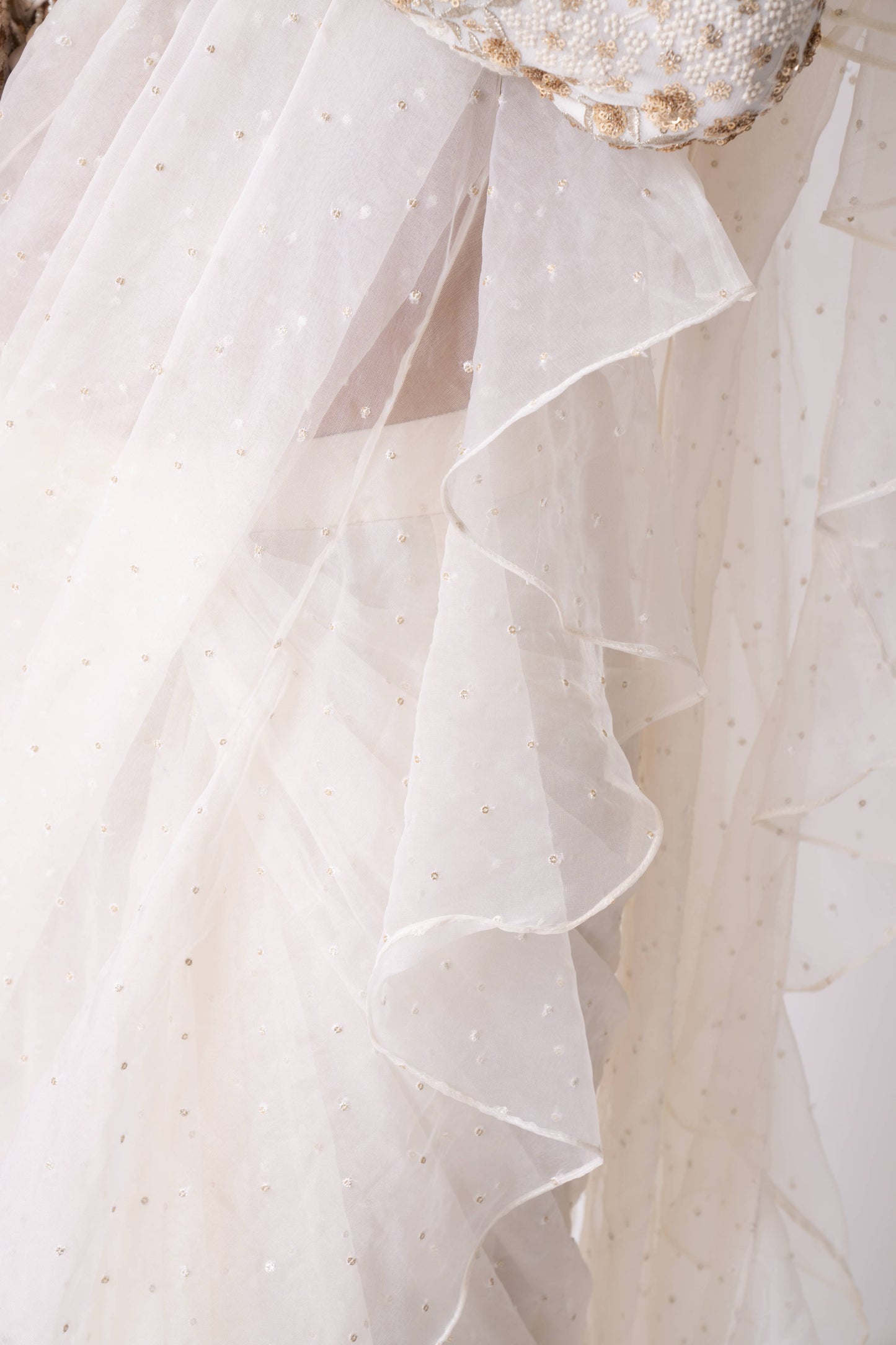 White Draped Sareer Set