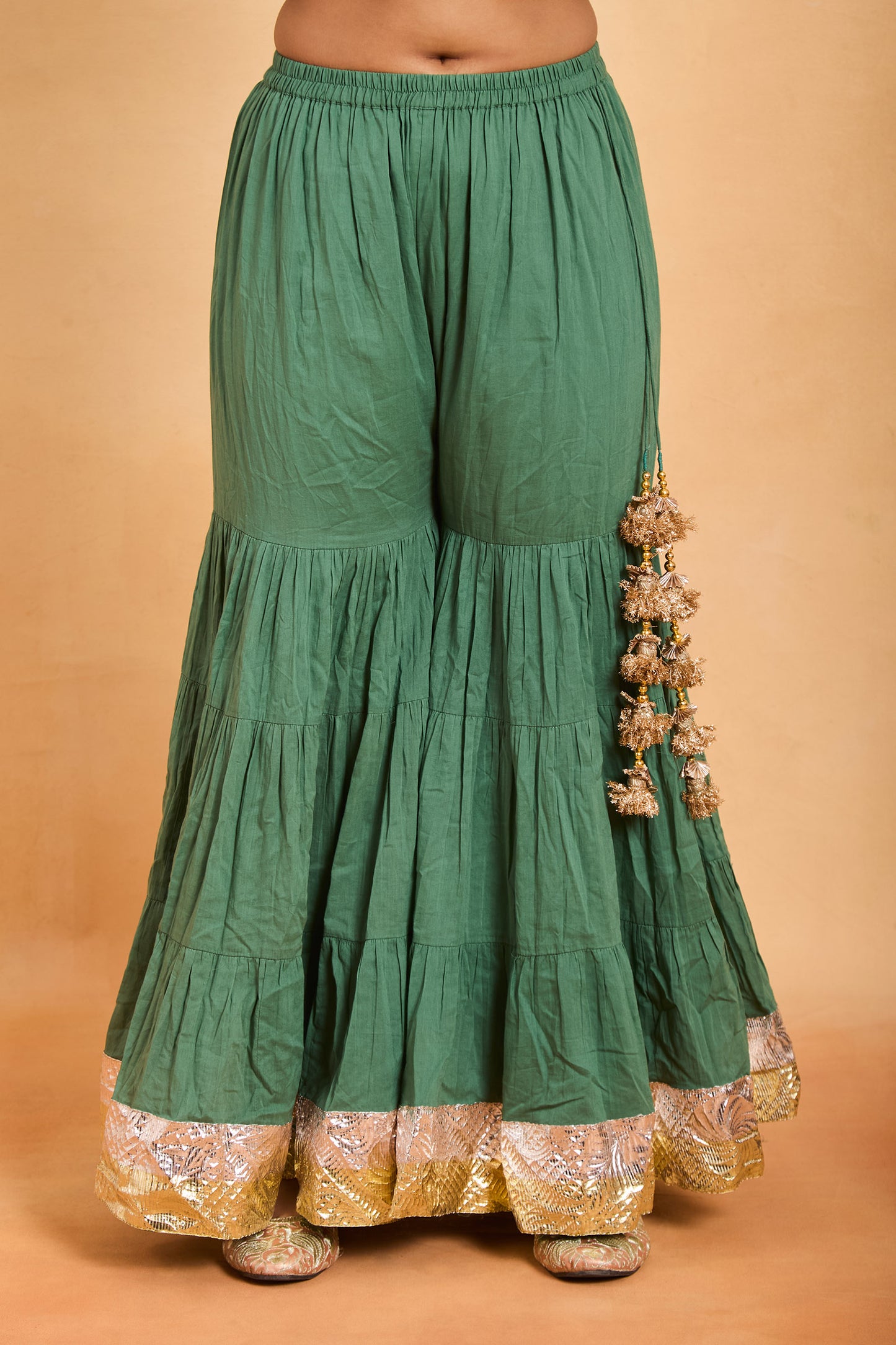 Pastel Green Angrakha Peplum Kurti & Gharara Set