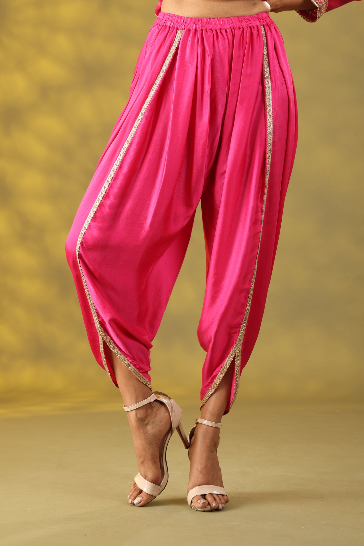 Megenta Short kurti with Dhoti Pant along with Dupatta