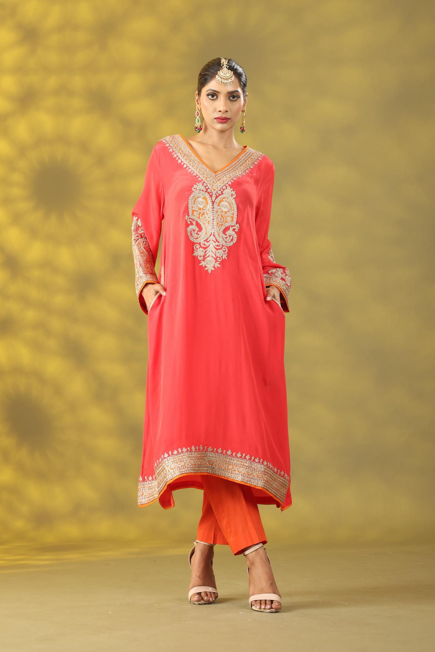 Valentine Red Kashmiri Style Phiran Kurta Set