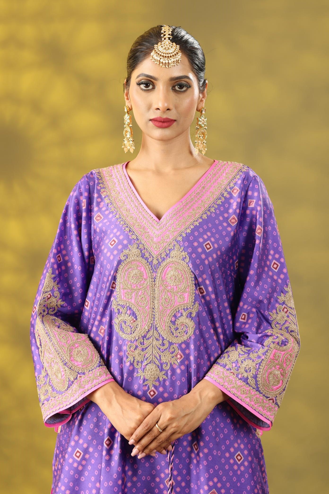 Soft Purple Printed Kashmiri Style Phiran Kurta Set