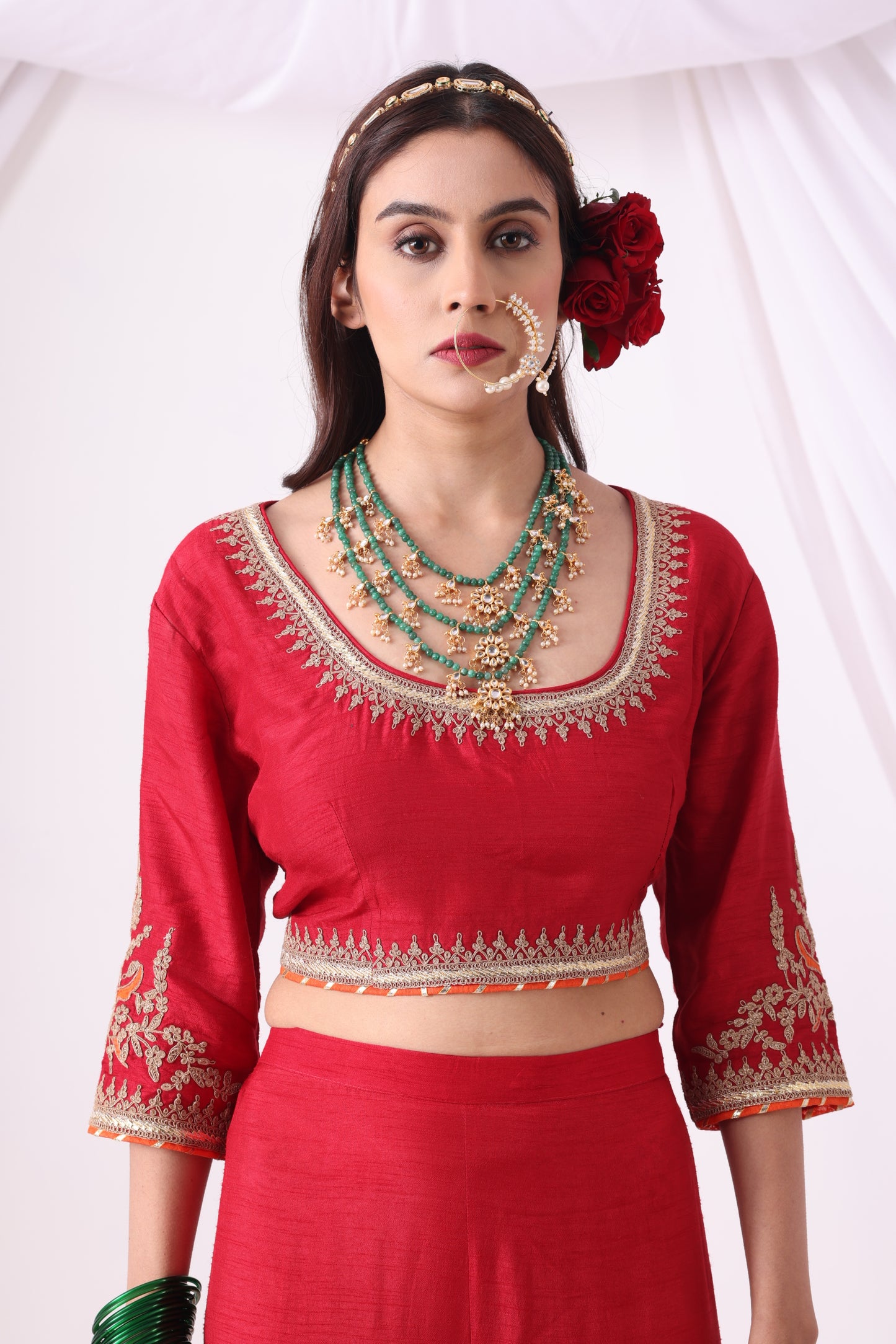 Maroon Jacket with Gharara Set