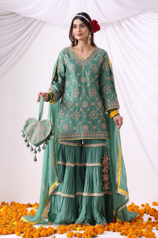 Pastel Green Gharara Set