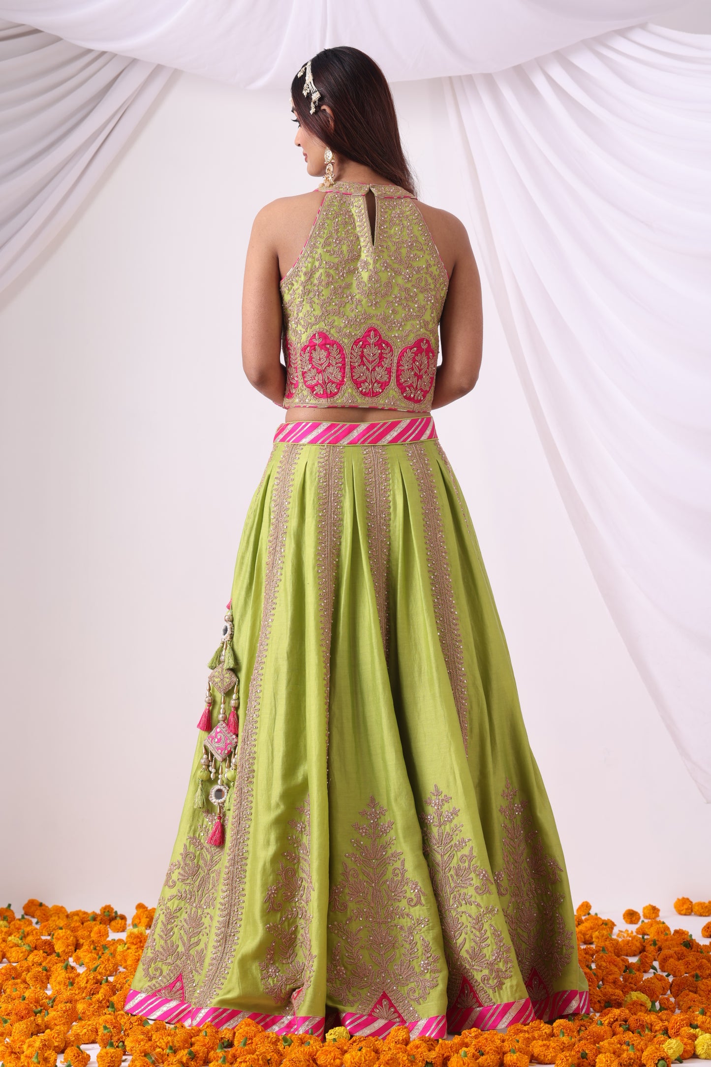 Parrot Green Lehenga Set
