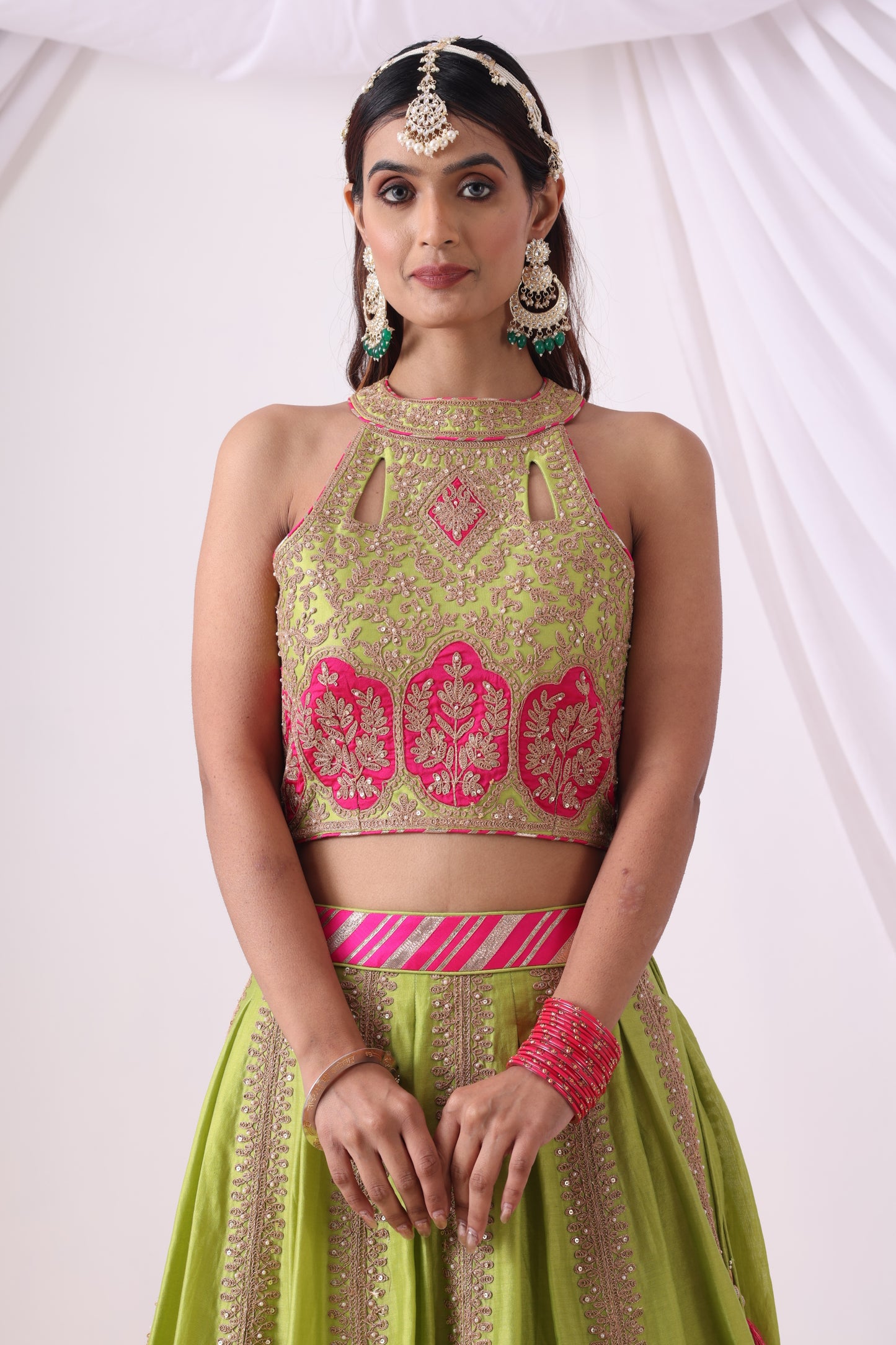 Parrot Green Lehenga Set