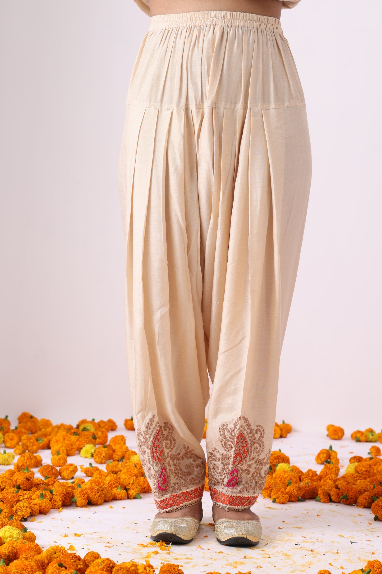 Beige Short Kalidar Choga with Salwar