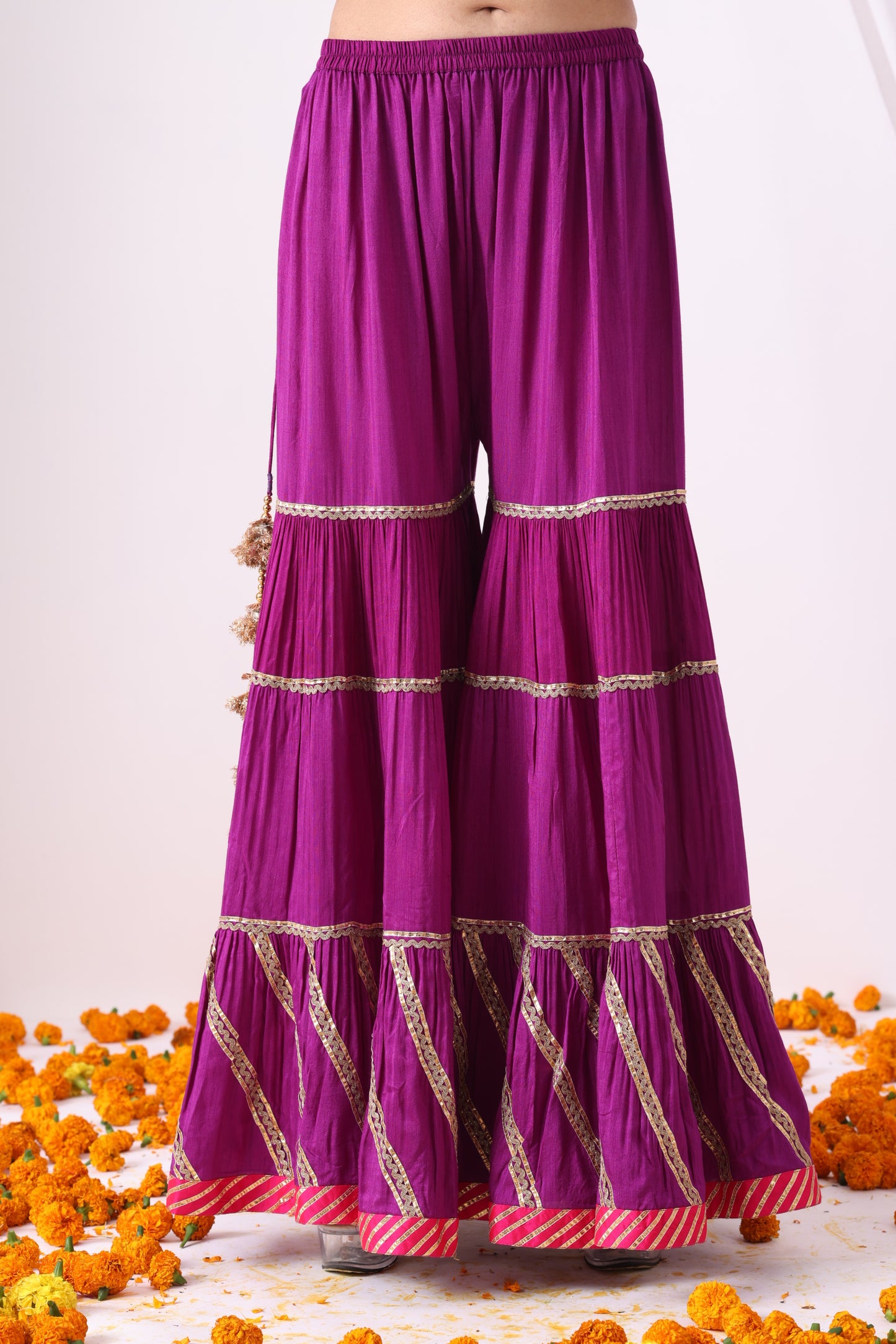 Warm Purple Short Kurti with Gharara Set