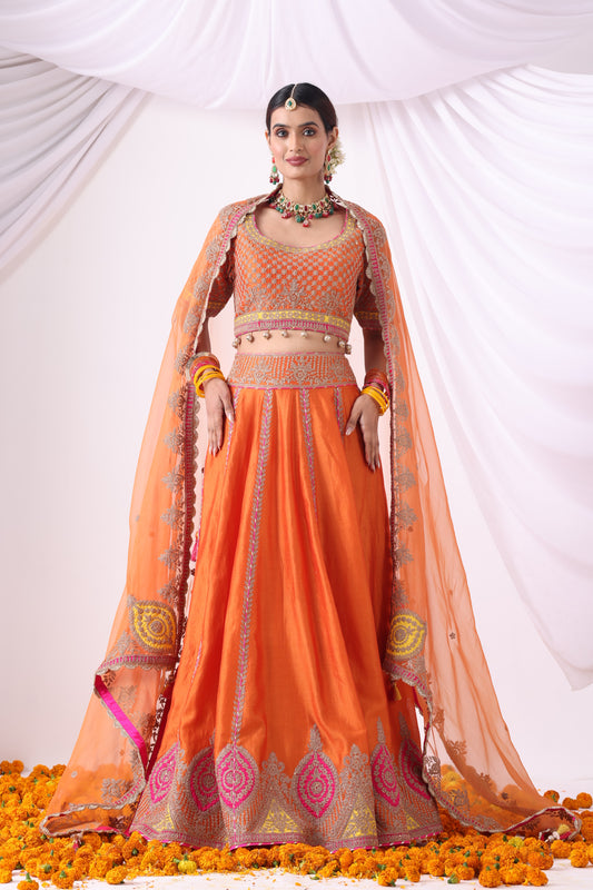 Orange Lehenga Set
