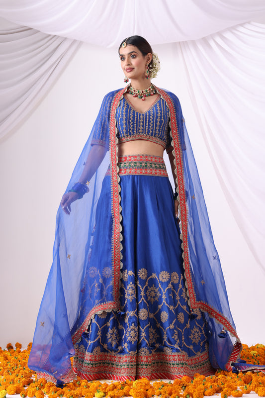Warm Blue Lehenga Set