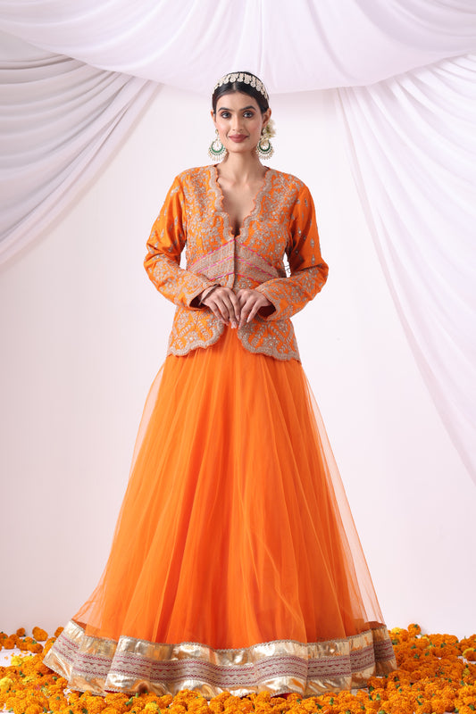 Orange Skirt Set