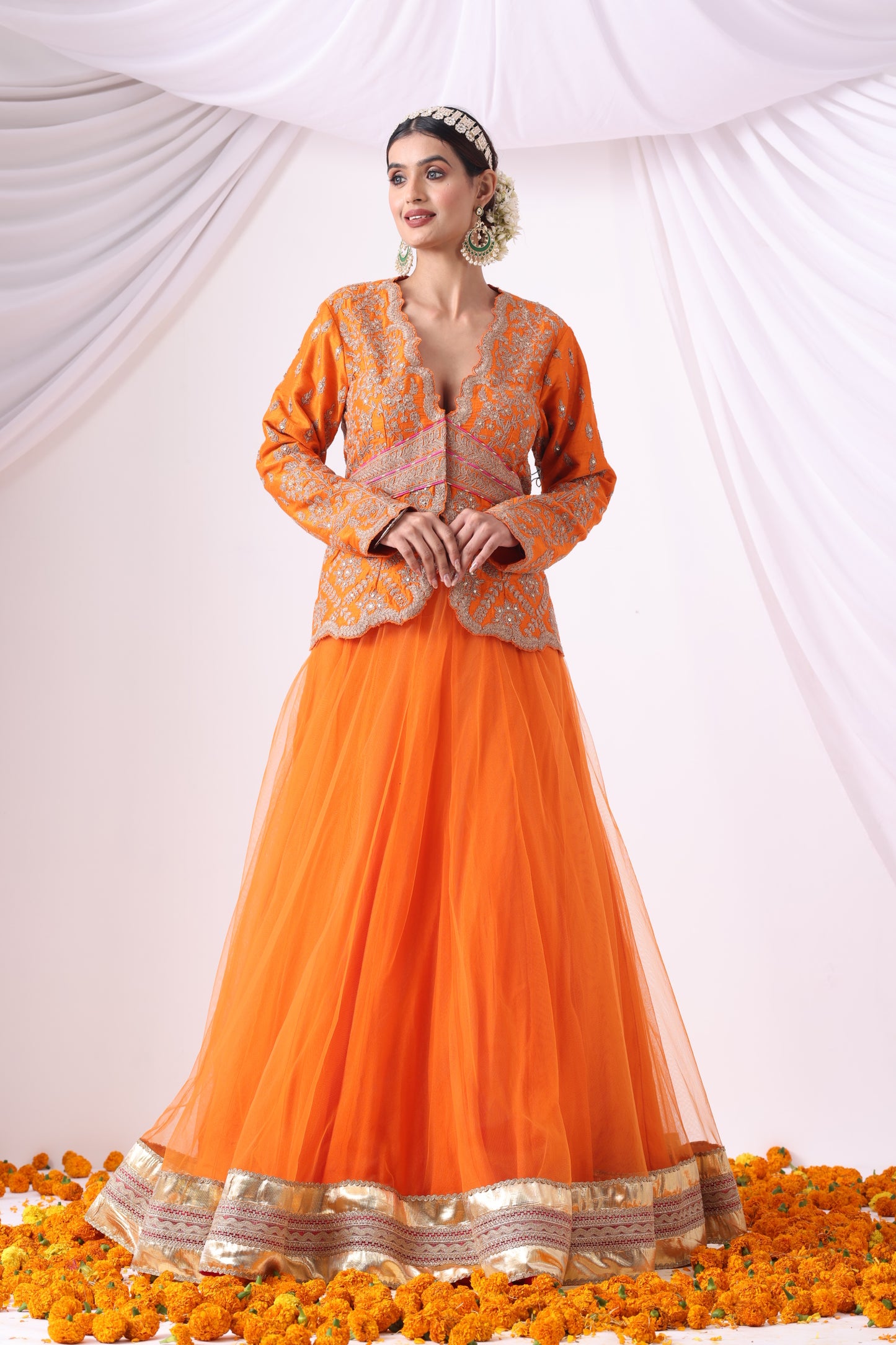 Orange Skirt Set