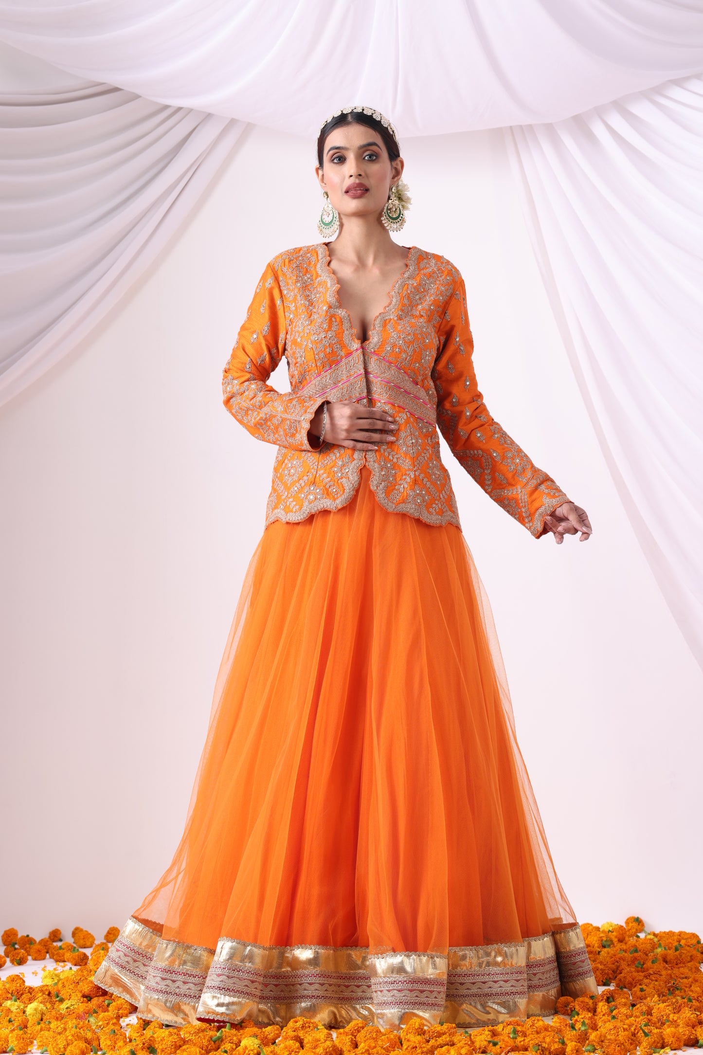 Orange Skirt Set