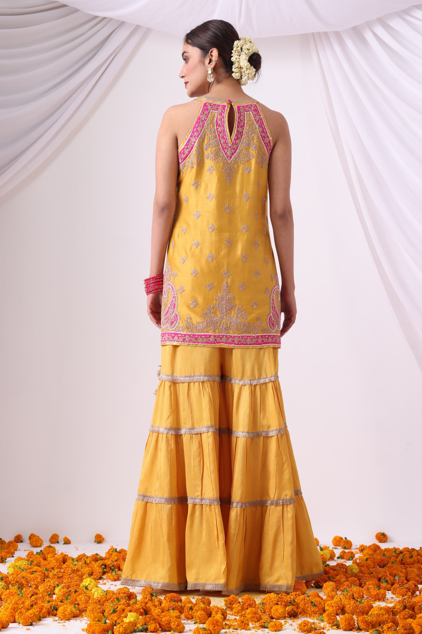 Mustard Hulter Suit with Gharara Set