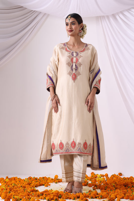 Offwhite Long Kurta with Palazo Set