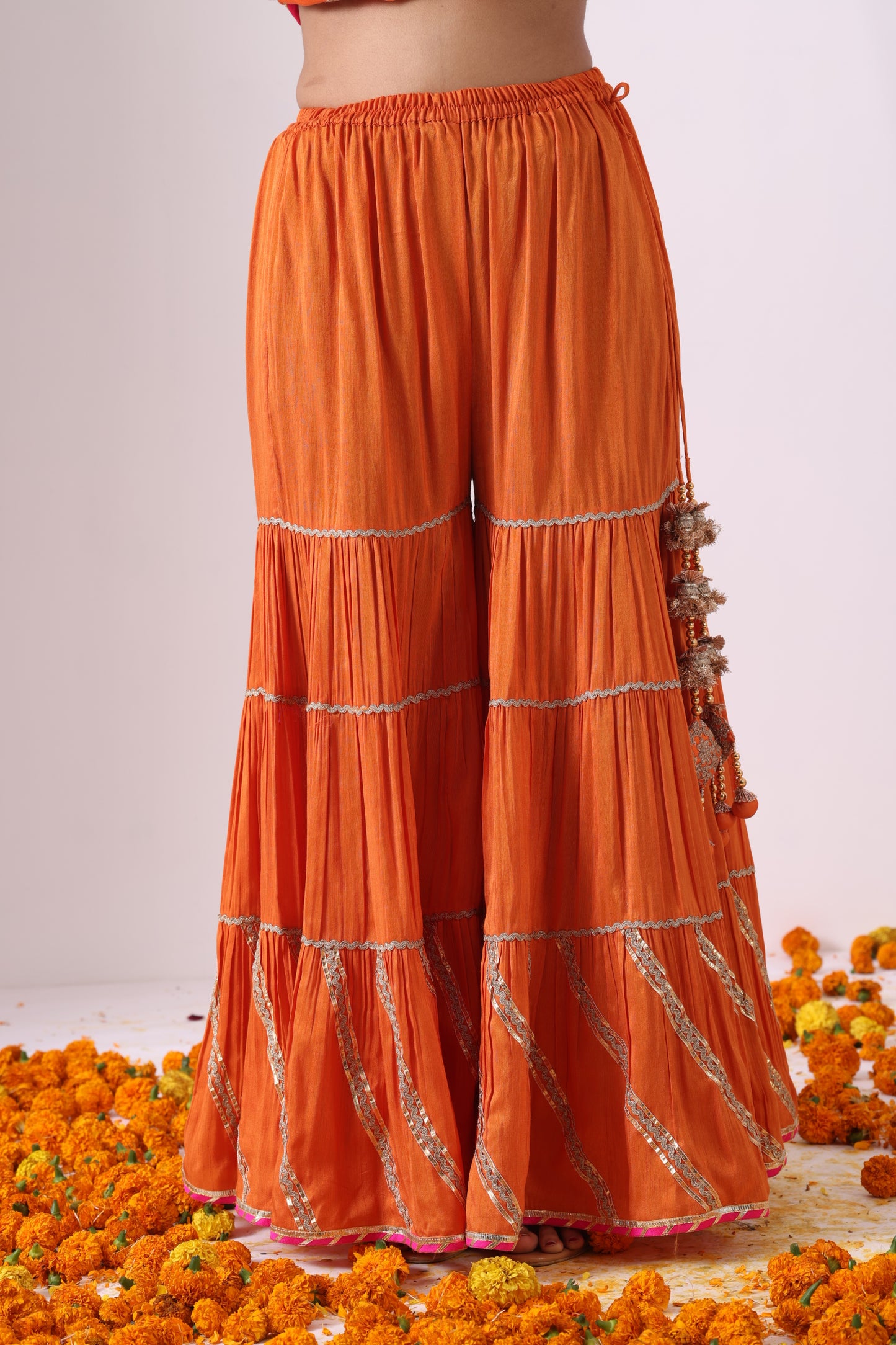 Orange Short Kurti With Gharara Set