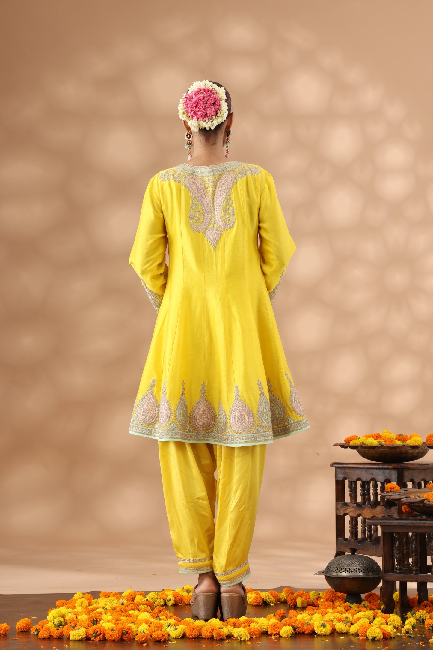 Yellow Short Anarkali with Salwar Set