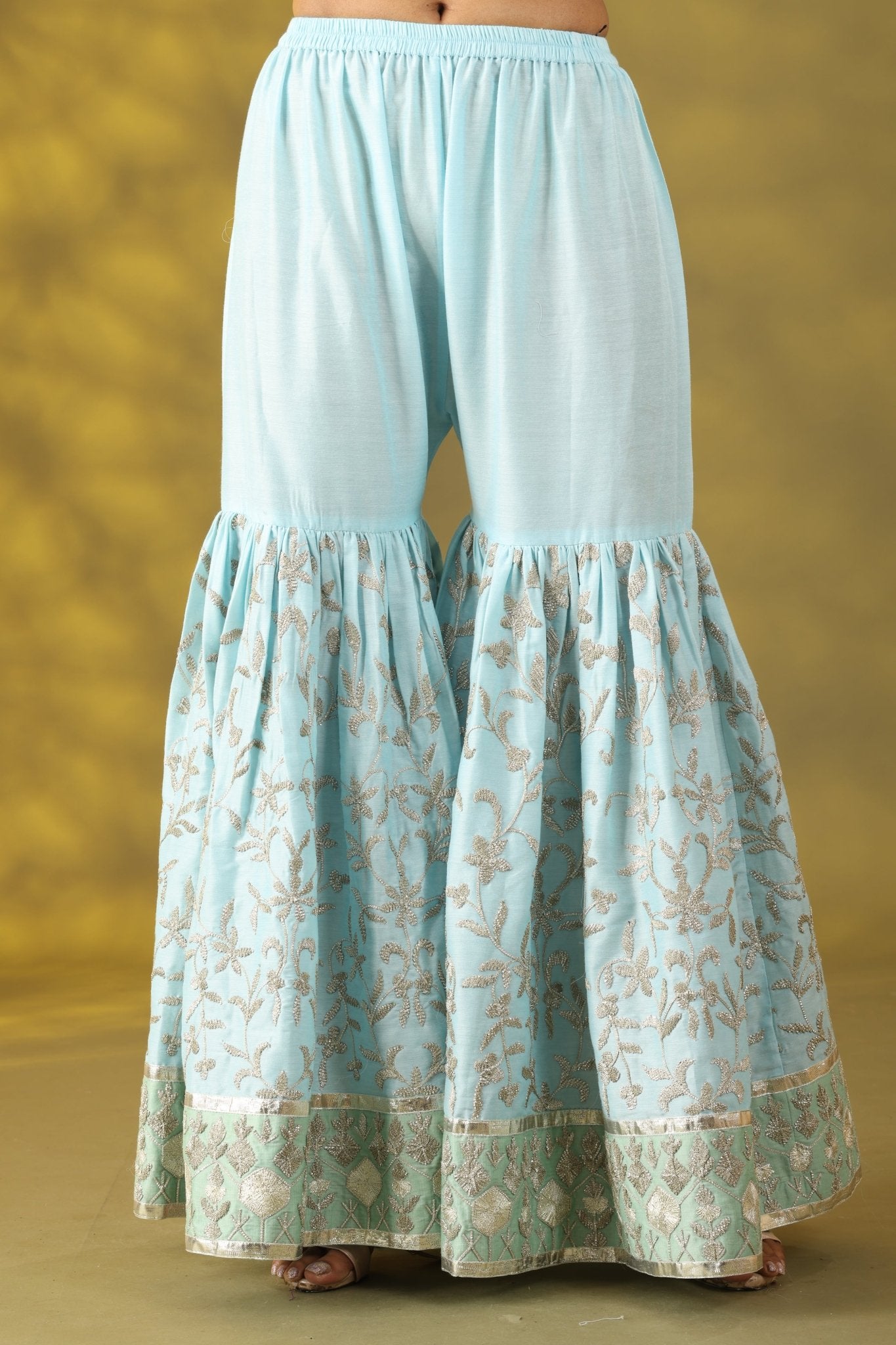 Aqua Blue Gharara Set with Dupatta - Sonia Ahuja