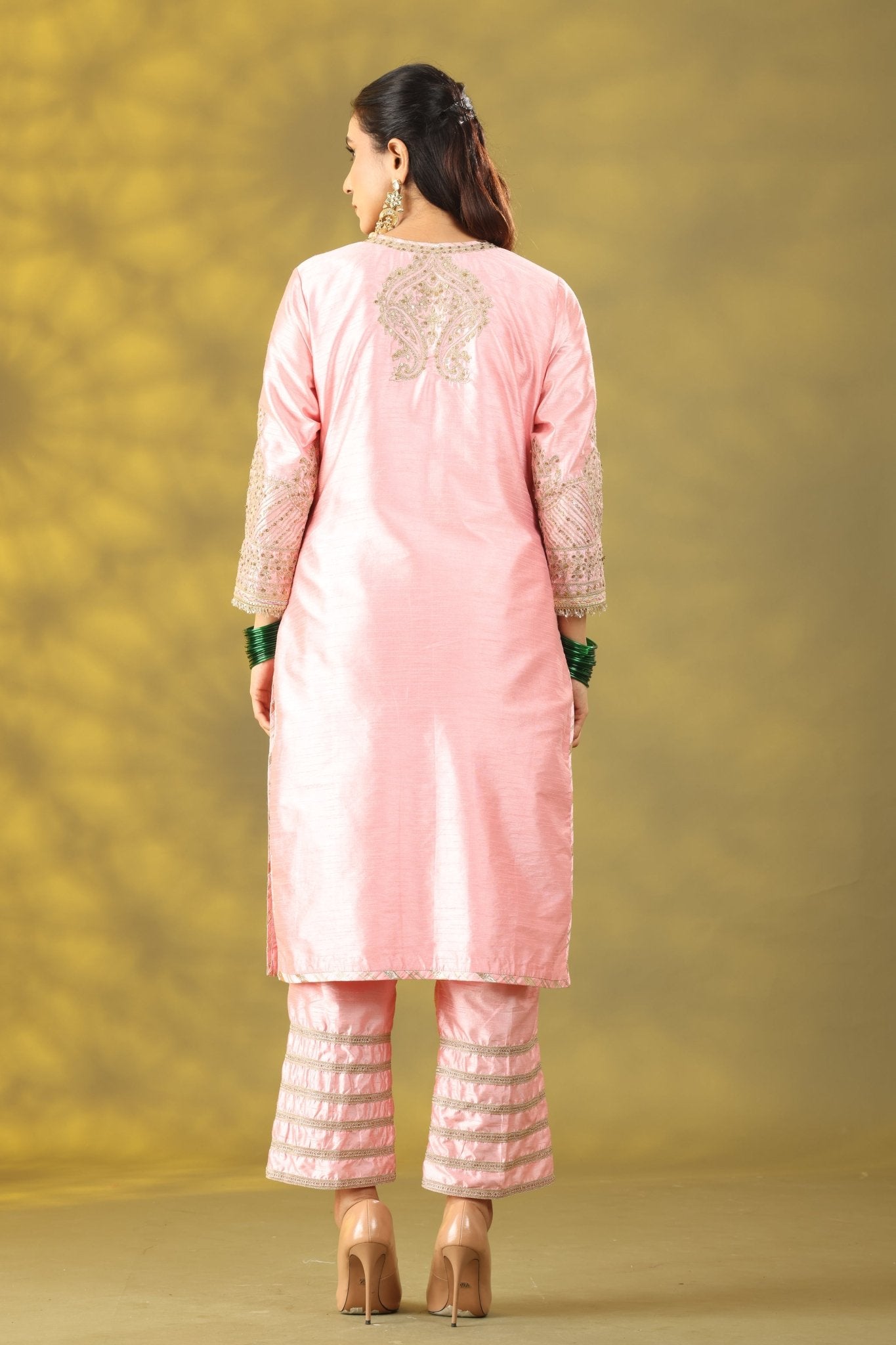 Light Rose Kurta Set with Dupatta - Sonia Ahuja