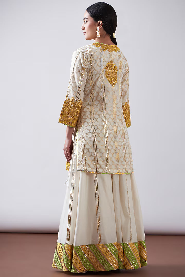 Yellow & White Chanderi Sharara Set