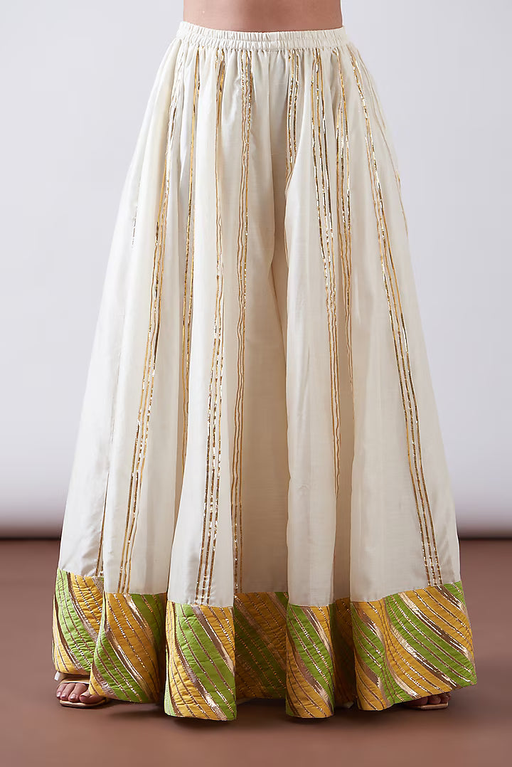 Yellow & White Chanderi Sharara Set