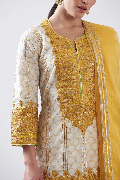 Yellow & White Chanderi Sharara Set