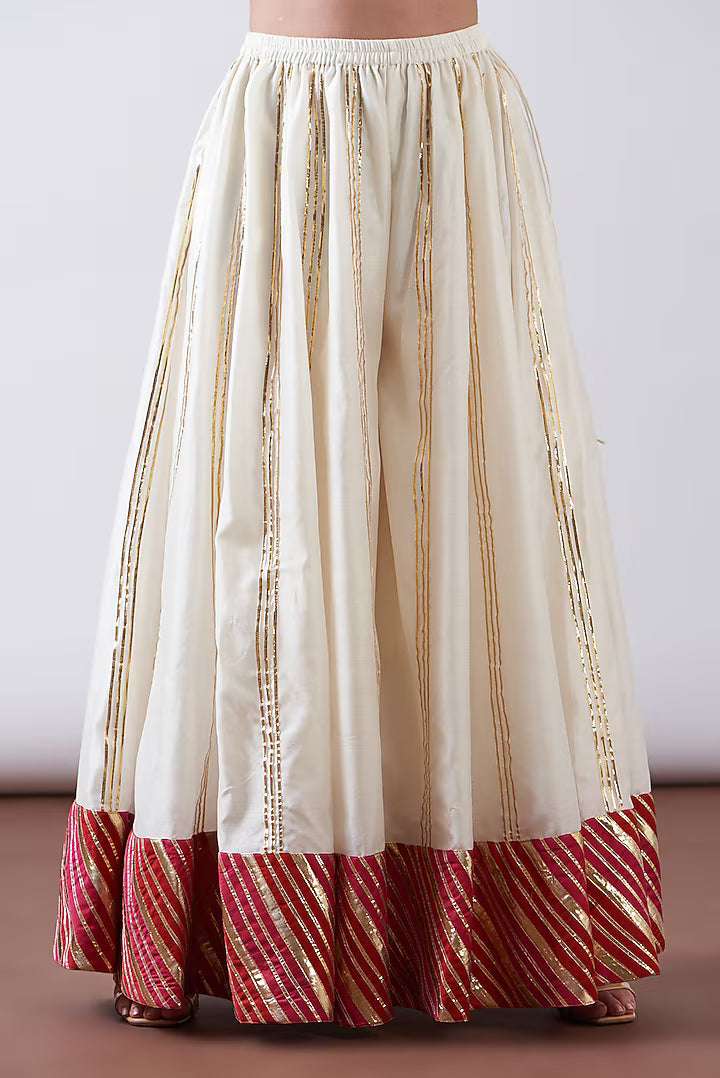 Red & White Chanderi Sharara Set