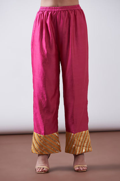 Pink Silk Chanderi Embroidered Kurta Set