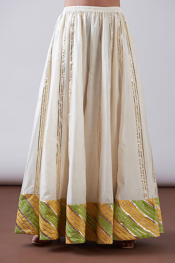 Peach & Green Pure Chanderi Sharara Set