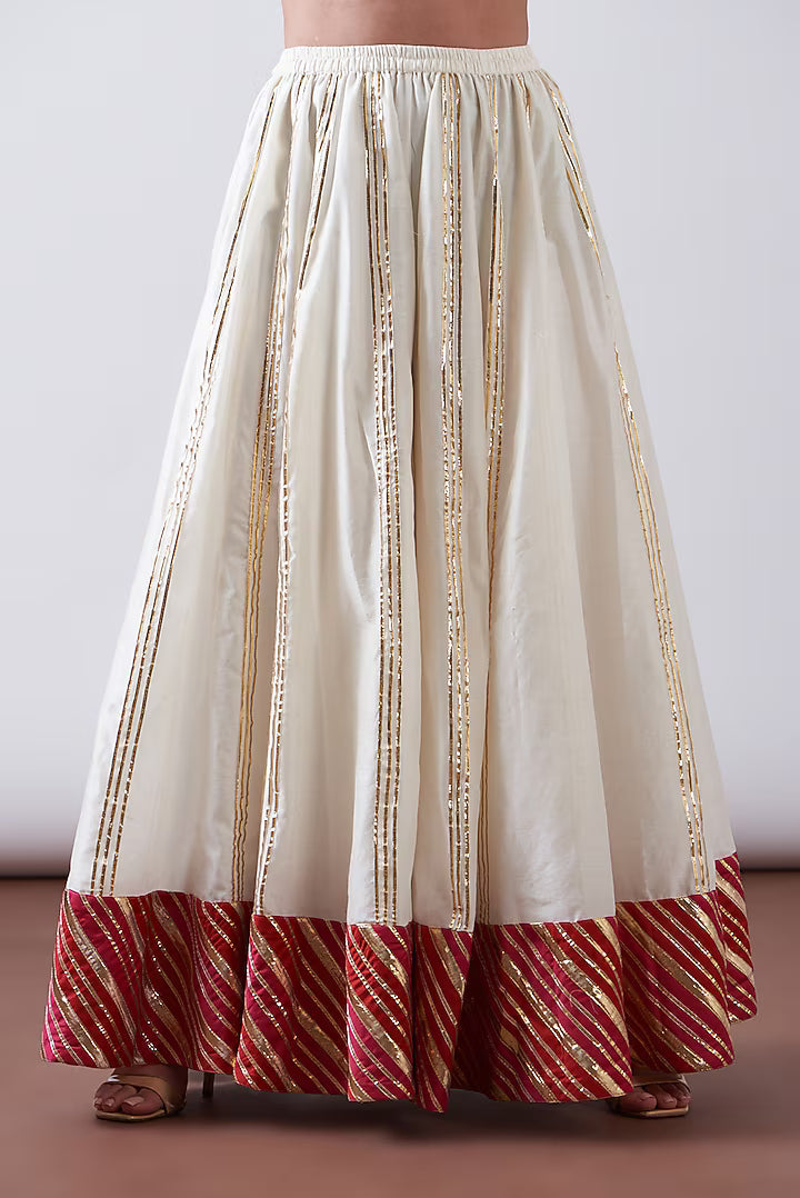 Red & White Pure Chanderi Sharara Set