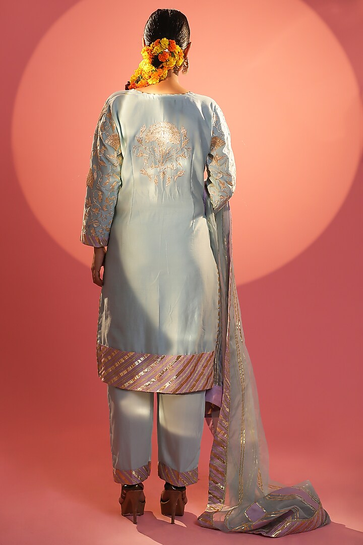 Lilac Banarasi Embroidered Kurta Set