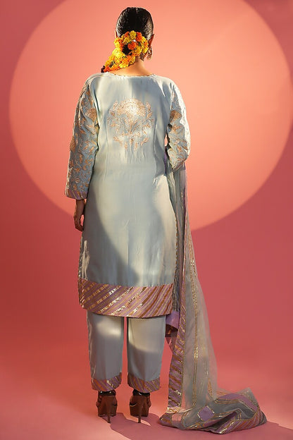 Lilac Banarasi Embroidered Kurta Set
