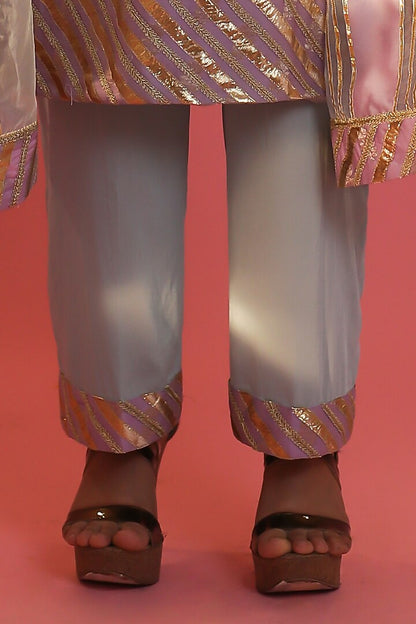 Lilac Banarasi Embroidered Kurta Set