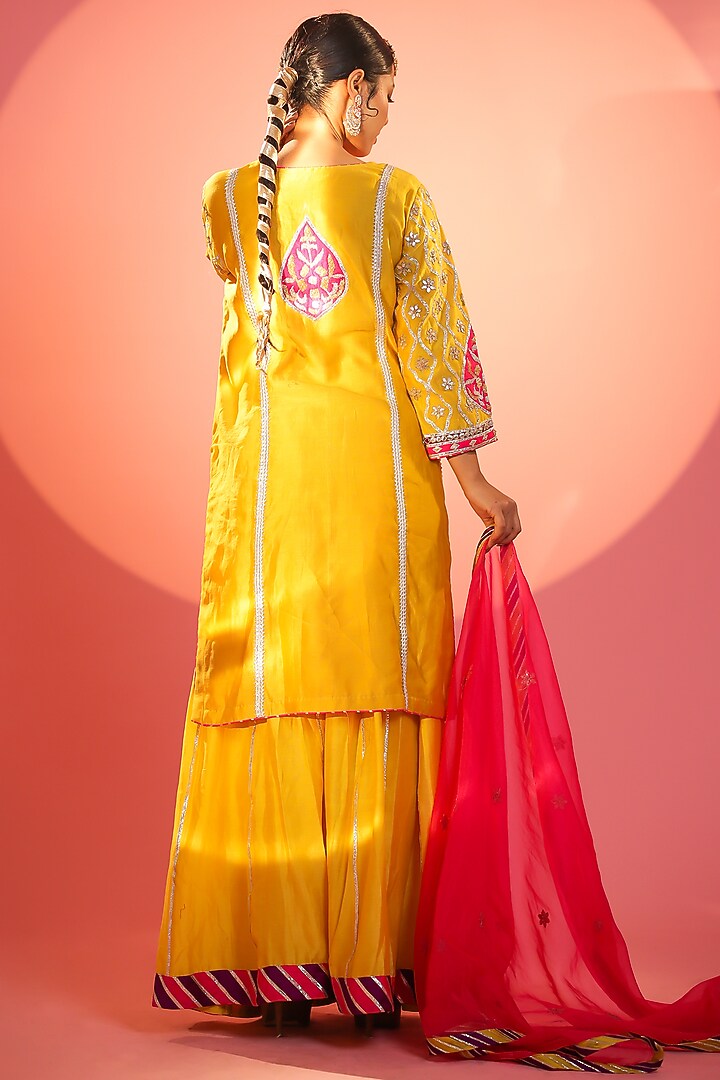 Yellow Banarasi Sharara Set