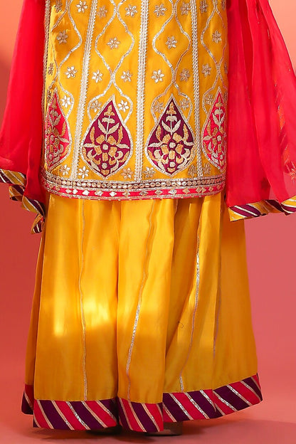 Yellow Banarasi Sharara Set