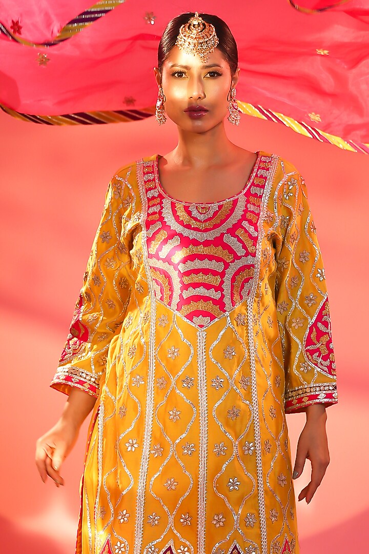Yellow Banarasi Sharara Set