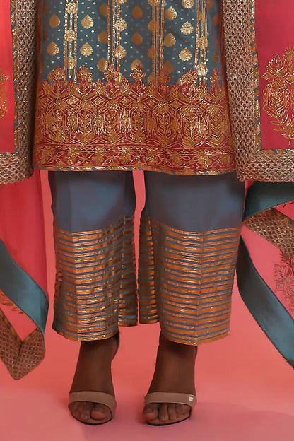 Powder Blue Banarasi Embroidered Kurta Set