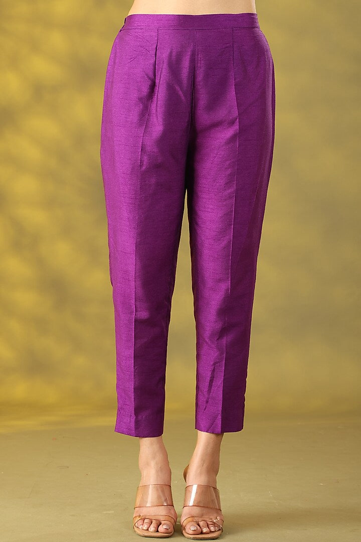 Purple Crepe Tilla Embroidered Phiran Kurta Set