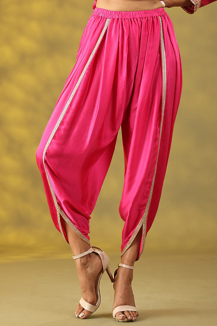Magenta Chanderi Silk Dori Embellished Kurta Set
