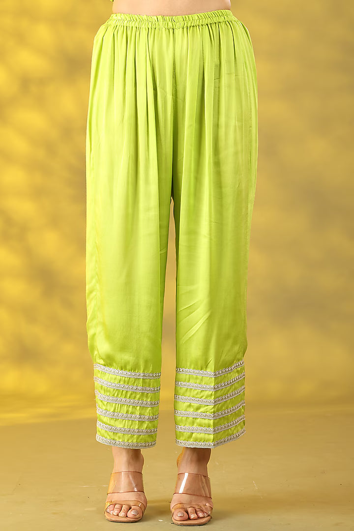 Sublime Green Chanderi Silk Dori Embellished Kurta Set
