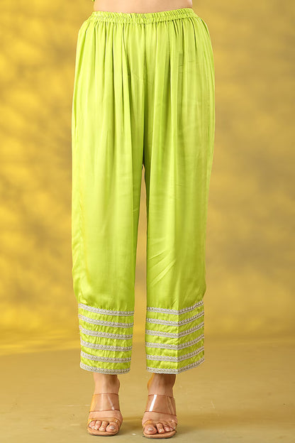 Sublime Green Chanderi Silk Dori Embellished Kurta Set