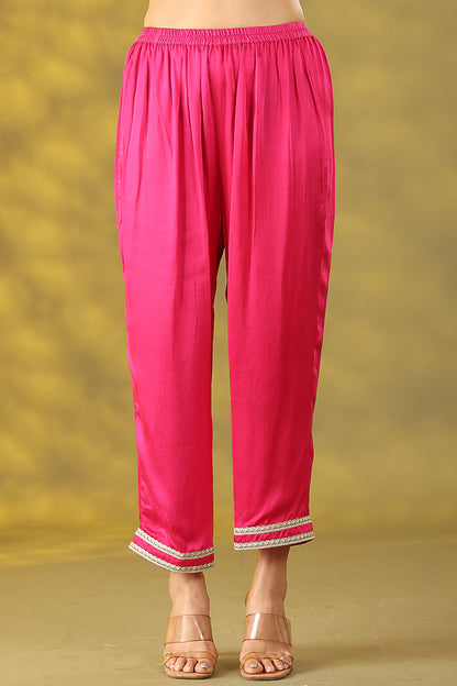 Magenta Chanderi Silk Dori Work Kurta Set
