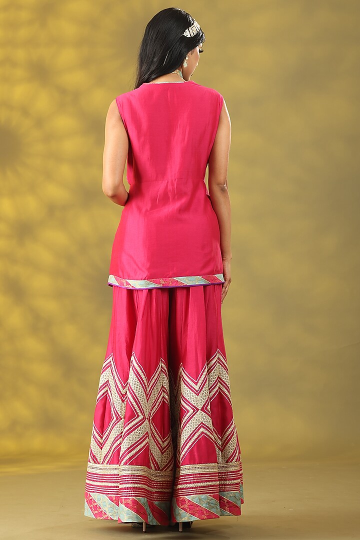 Magenta Chanderi Silk Sharara Set