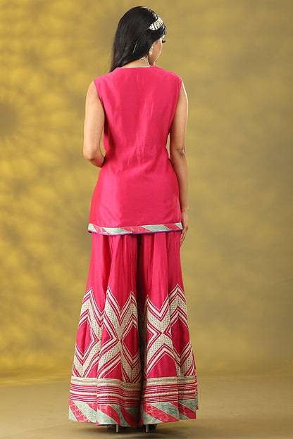 Magenta Chanderi Silk Sharara Set
