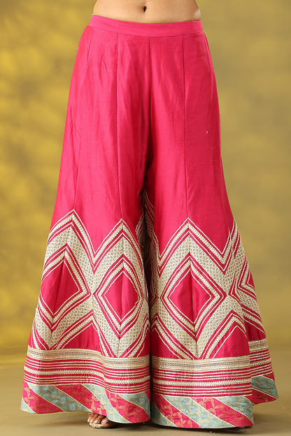 Magenta Chanderi Silk Sharara Set